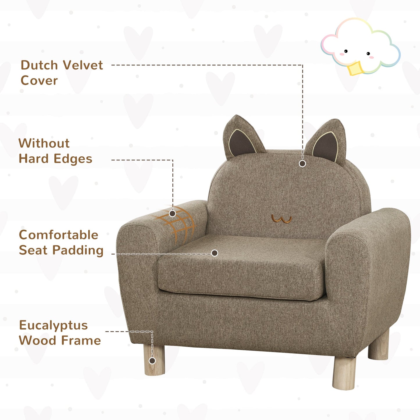 Kids Toddler Armchair Sofa with Storage