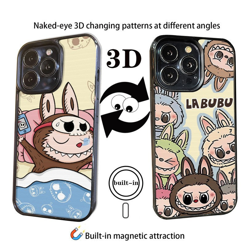 Double Trouble Magnetic 3D Flip Image Labubu Phone Case-2