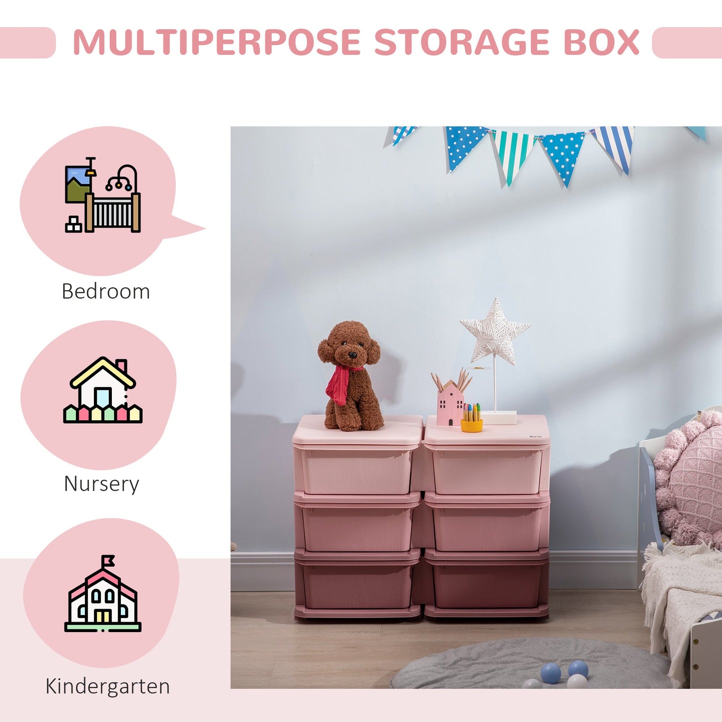 Pink Toy Storage Organizer Dresser Tower