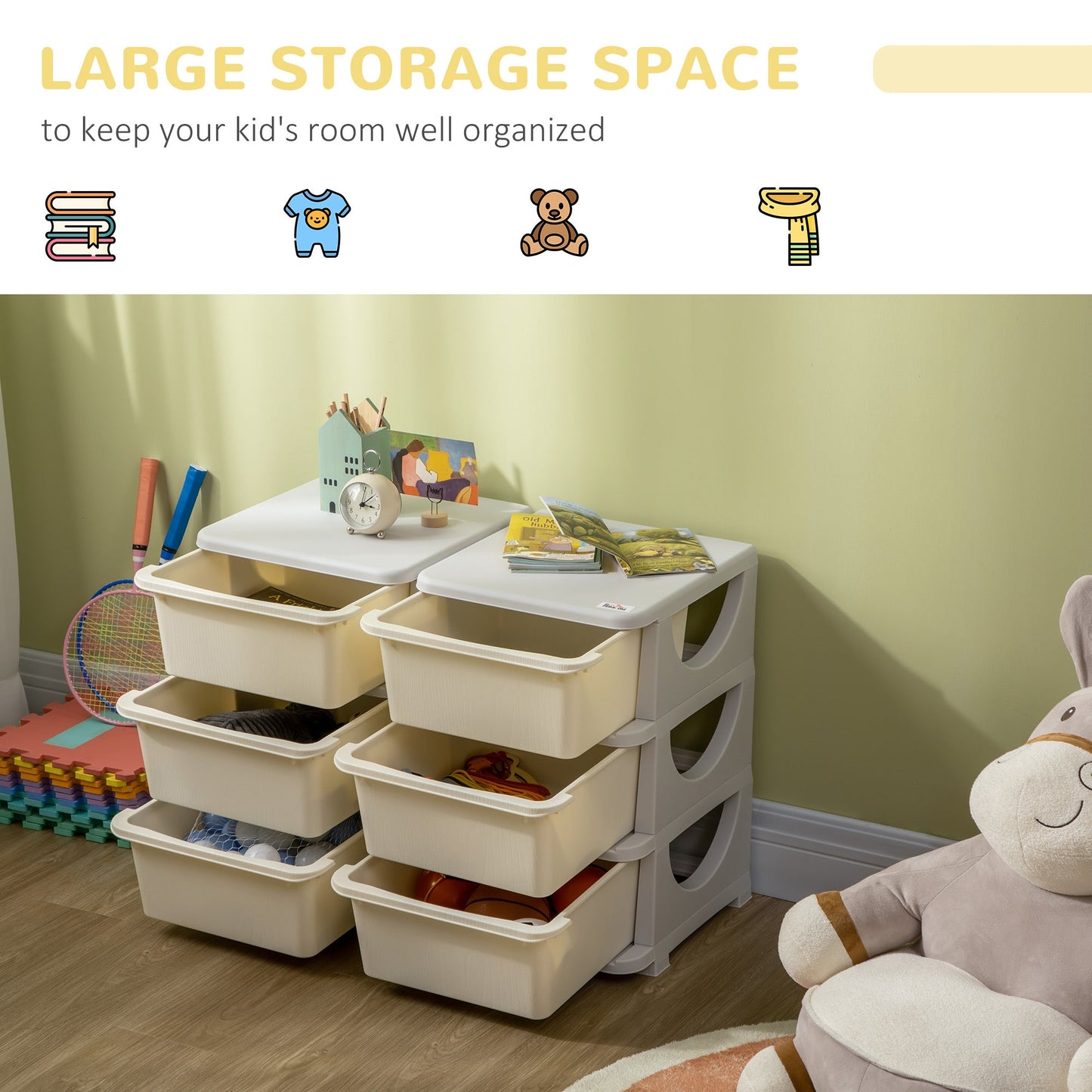 Kids Storage Organizer Cream Unit