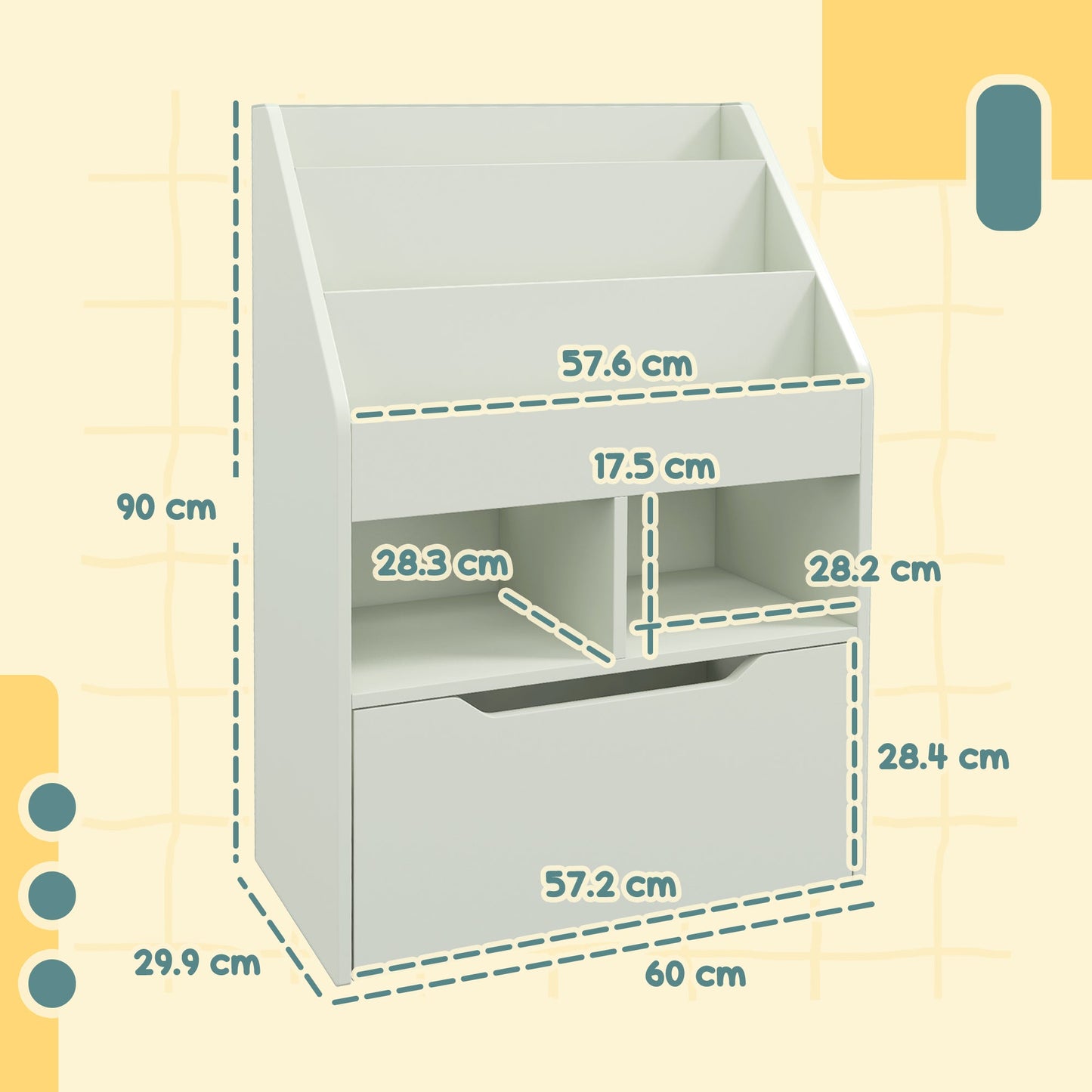 Green Bookshelf Storage Drawer