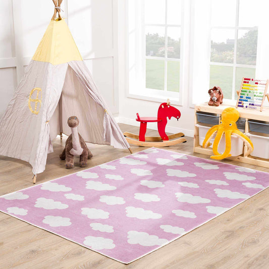 Nizar Pink Cloud Washable Rug