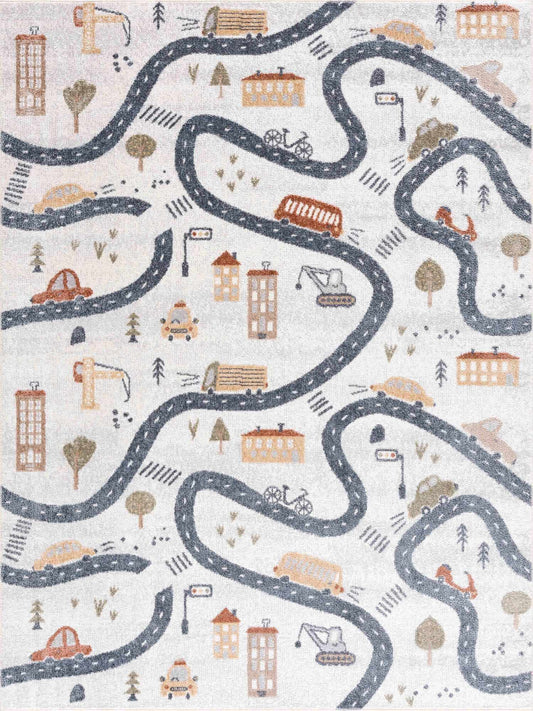 Mave Roads Washable Rug
