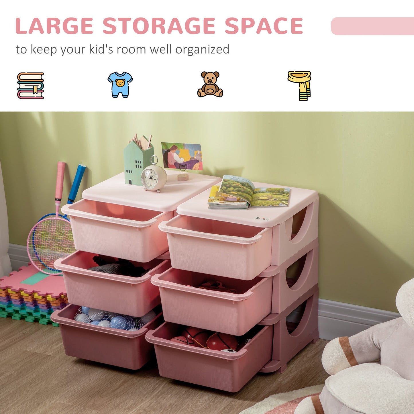 Pink Toy Storage Organizer Dresser Tower