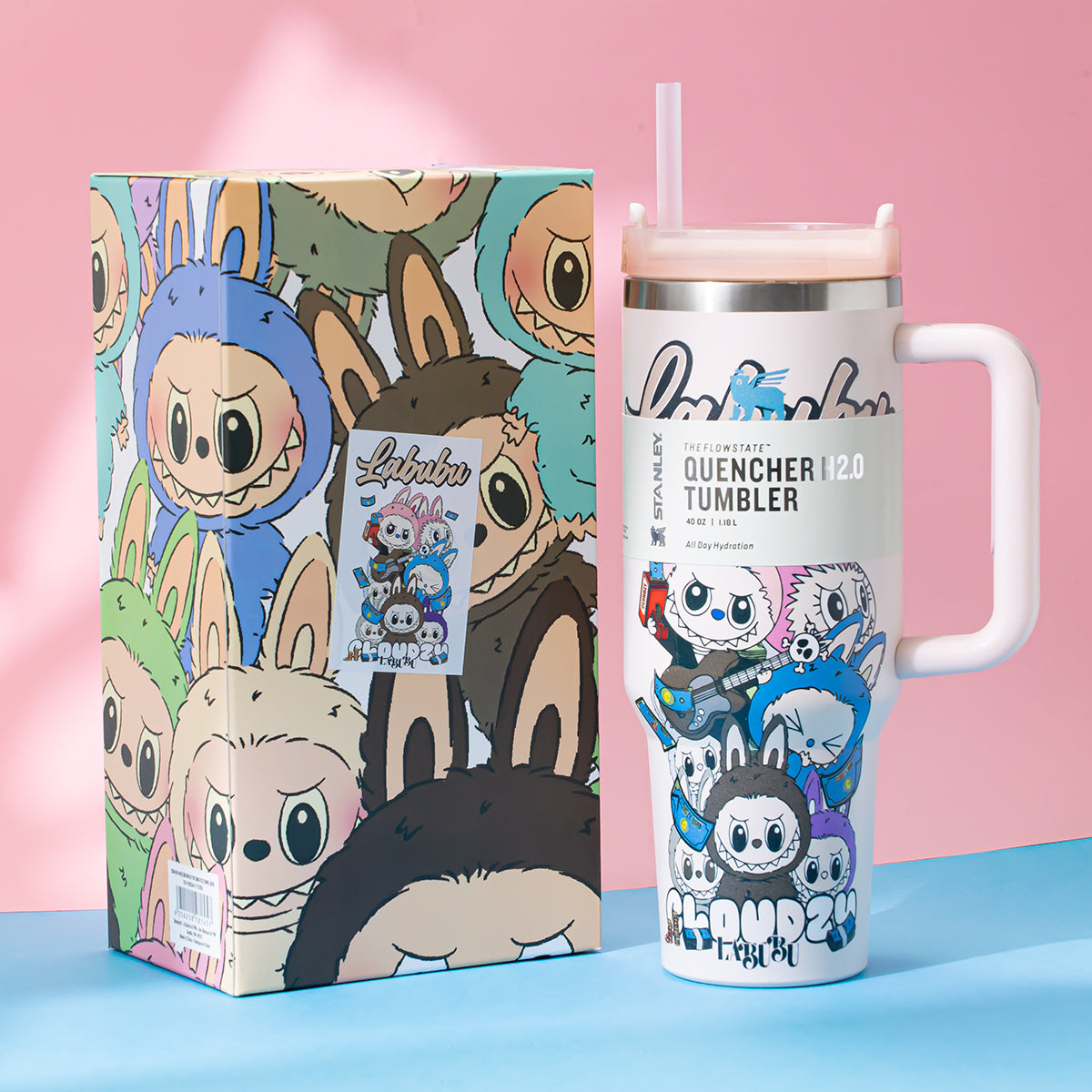 Stanley x Labubu Gradient Peach Band Quencher H2O Tumbler [Limited Edition]-0